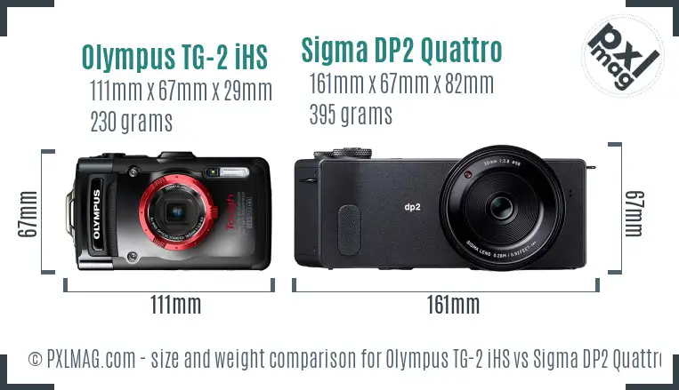 Olympus TG-2 iHS vs Sigma DP2 Quattro size comparison