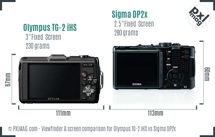 Olympus TG-2 iHS vs Sigma DP2x Screen and Viewfinder comparison