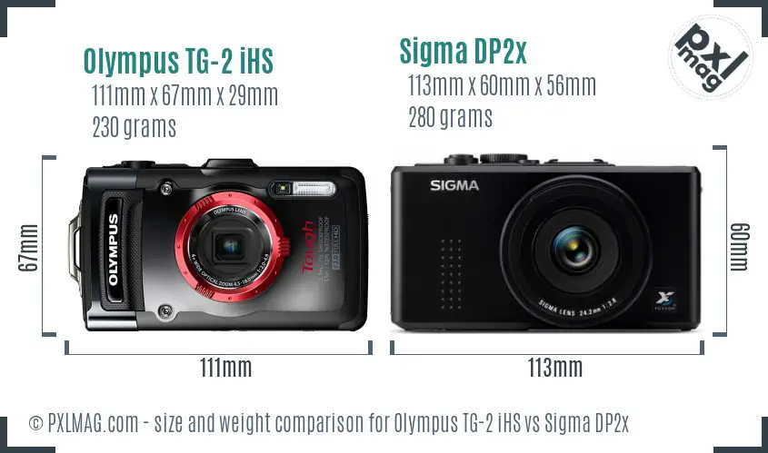 Olympus TG-2 iHS vs Sigma DP2x size comparison