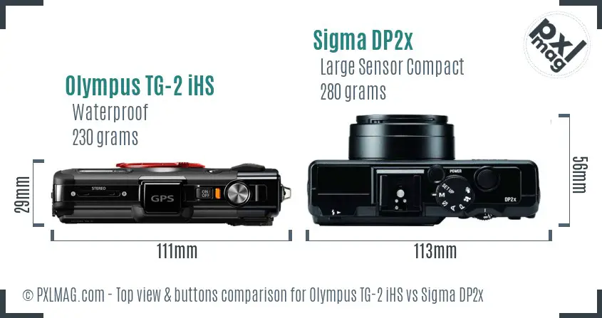 Olympus TG-2 iHS vs Sigma DP2x top view buttons comparison