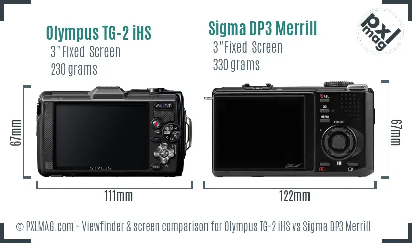 Olympus TG-2 iHS vs Sigma DP3 Merrill Screen and Viewfinder comparison