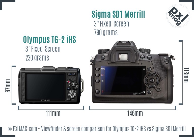 Olympus TG-2 iHS vs Sigma SD1 Merrill Screen and Viewfinder comparison
