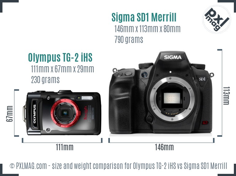 Olympus TG-2 iHS vs Sigma SD1 Merrill size comparison Olympus TG-2 iHS vs Sigma SD1 Merrill size comparison