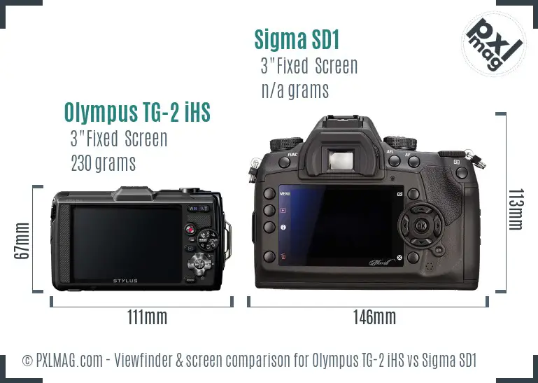 Olympus TG-2 iHS vs Sigma SD1 Screen and Viewfinder comparison