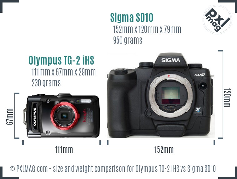 Olympus TG-2 iHS vs Sigma SD10 size comparison