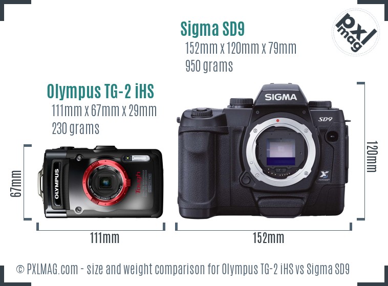 Olympus TG-2 iHS vs Sigma SD9 size comparison