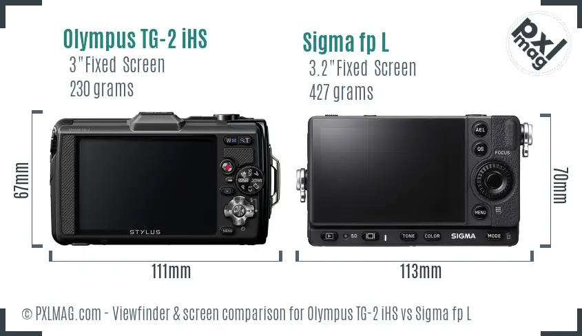 Olympus TG-2 iHS vs Sigma fp L Screen and Viewfinder comparison