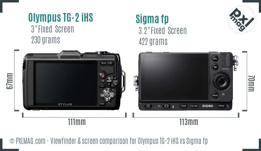 Olympus TG-2 iHS vs Sigma fp Screen and Viewfinder comparison