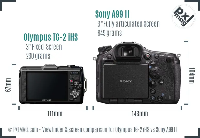 Olympus TG-2 iHS vs Sony A99 II Screen and Viewfinder comparison