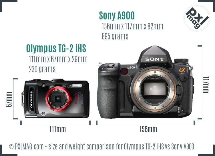 Olympus TG-2 iHS vs Sony A900 size comparison