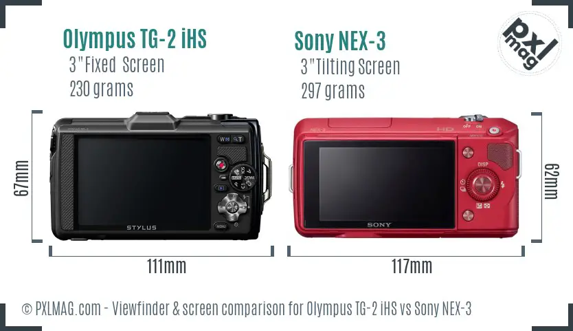 Olympus TG-2 iHS vs Sony NEX-3 Screen and Viewfinder comparison
