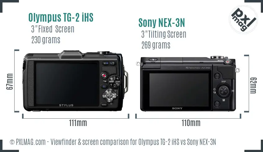 Olympus TG-2 iHS vs Sony NEX-3N Screen and Viewfinder comparison