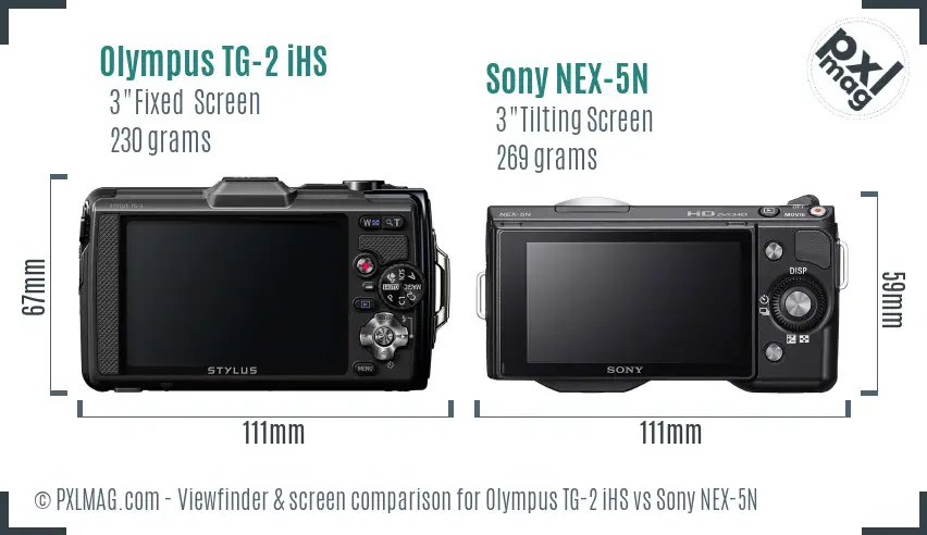 Olympus TG-2 iHS vs Sony NEX-5N Screen and Viewfinder comparison