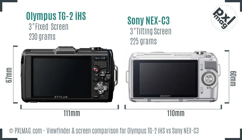 Olympus TG-2 iHS vs Sony NEX-C3 Screen and Viewfinder comparison