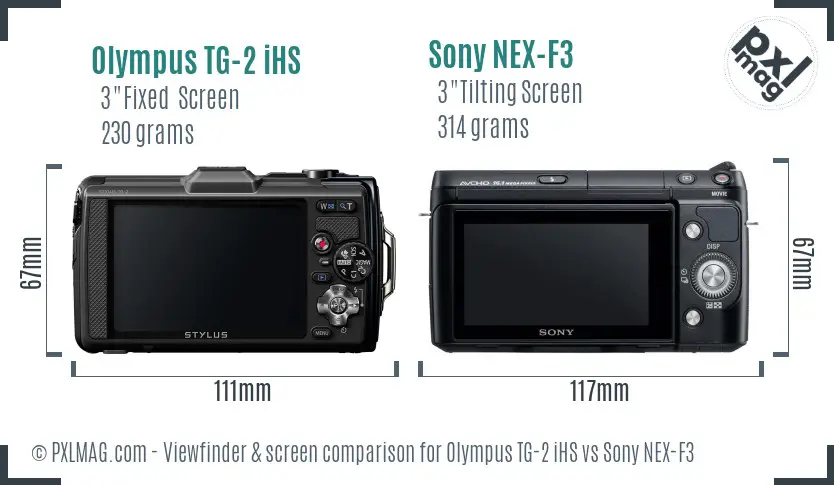 Olympus TG-2 iHS vs Sony NEX-F3 Screen and Viewfinder comparison