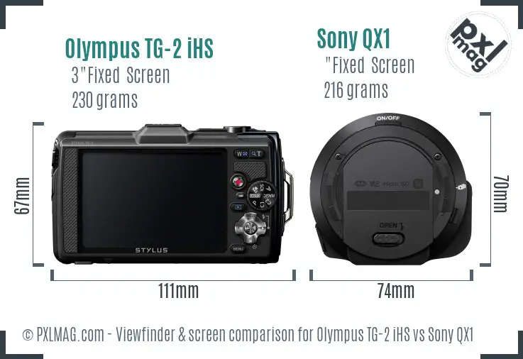 Olympus TG-2 iHS vs Sony QX1 Screen and Viewfinder comparison