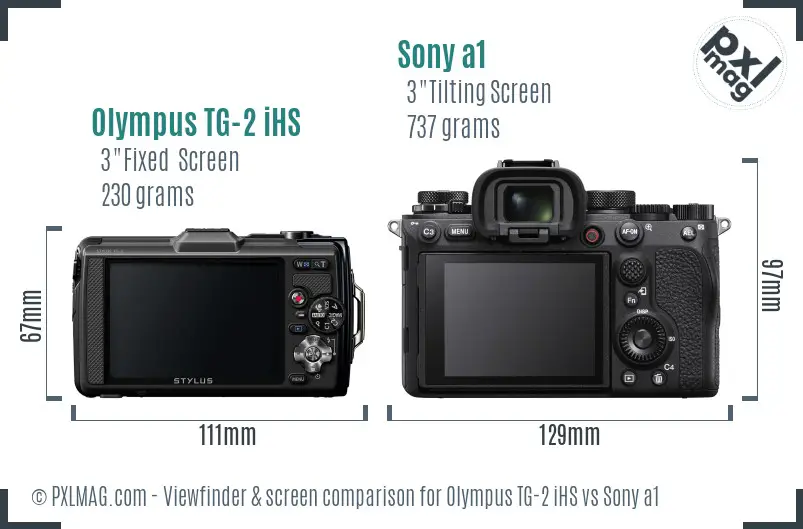 Olympus TG-2 iHS vs Sony a1 Screen and Viewfinder comparison