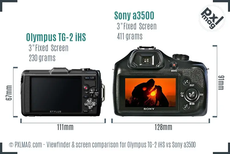 Olympus TG-2 iHS vs Sony a3500 Screen and Viewfinder comparison