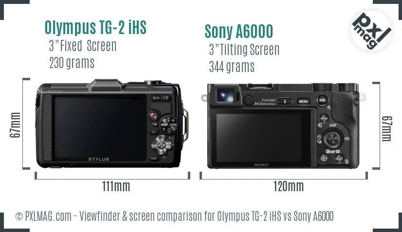 Olympus TG-2 iHS vs Sony A6000 Screen and Viewfinder comparison