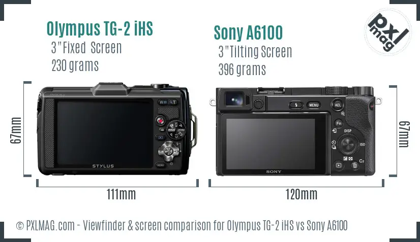 Olympus TG-2 iHS vs Sony A6100 Screen and Viewfinder comparison