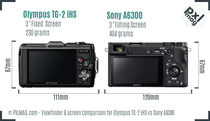 Olympus TG-2 iHS vs Sony A6300 Screen and Viewfinder comparison