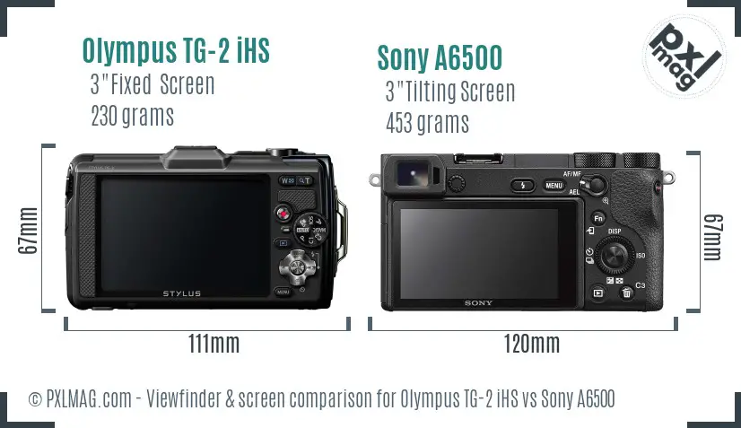 Olympus TG-2 iHS vs Sony A6500 Screen and Viewfinder comparison