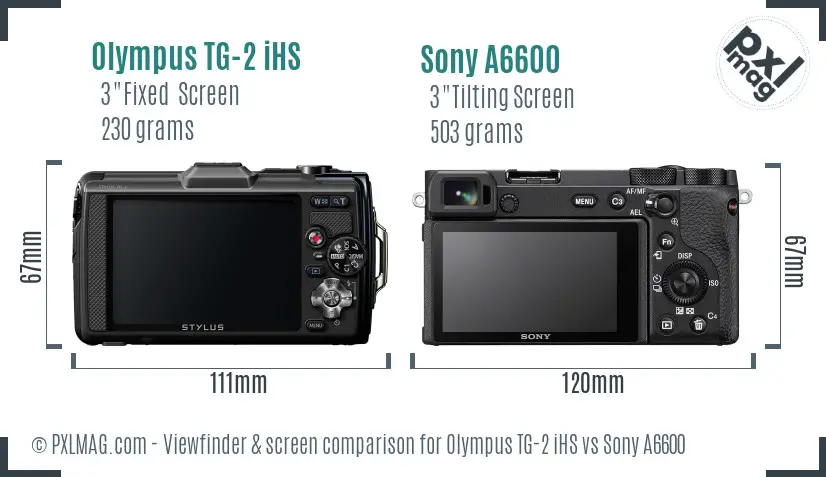 Olympus TG-2 iHS vs Sony A6600 Screen and Viewfinder comparison