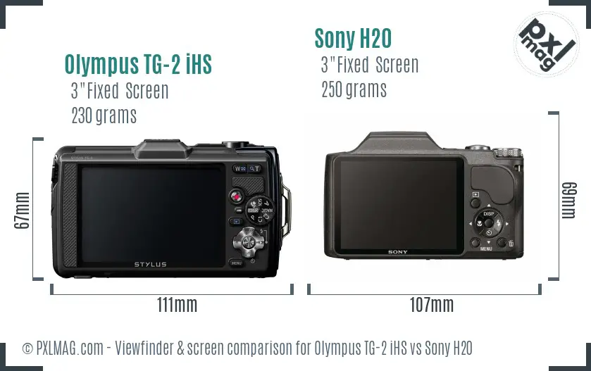 Olympus TG-2 iHS vs Sony H20 Screen and Viewfinder comparison