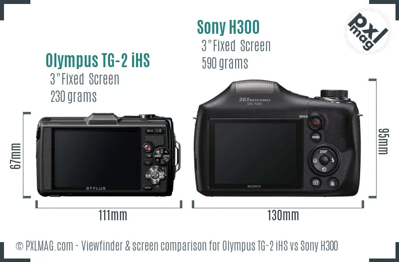 Olympus TG-2 iHS vs Sony H300 Screen and Viewfinder comparison