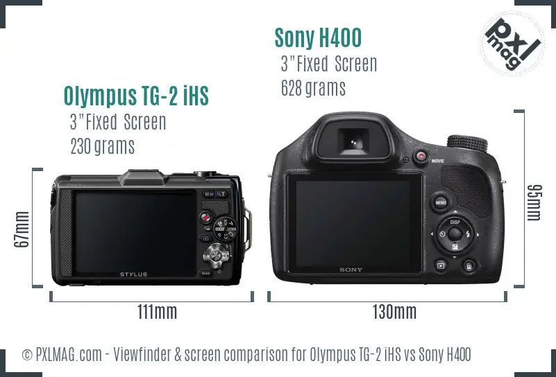 Olympus TG-2 iHS vs Sony H400 Screen and Viewfinder comparison