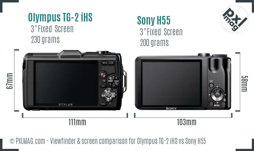 Olympus TG-2 iHS vs Sony H55 Screen and Viewfinder comparison