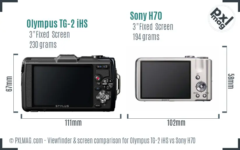 Olympus TG-2 iHS vs Sony H70 Screen and Viewfinder comparison