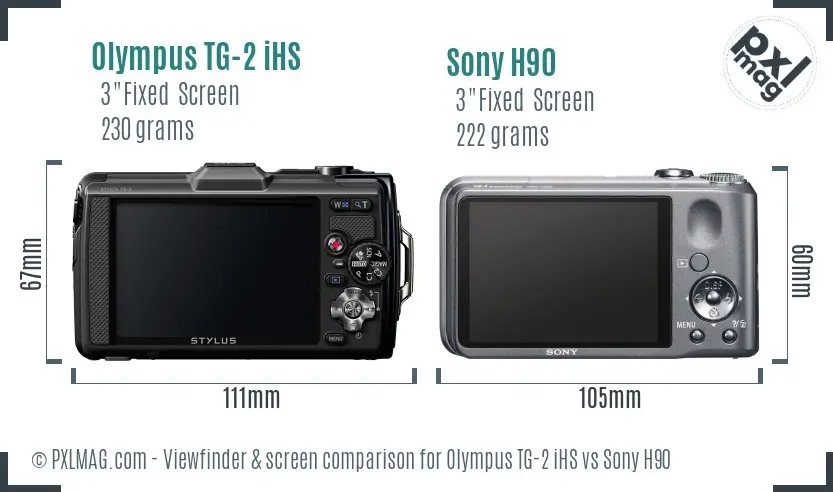 Olympus TG-2 iHS vs Sony H90 Screen and Viewfinder comparison