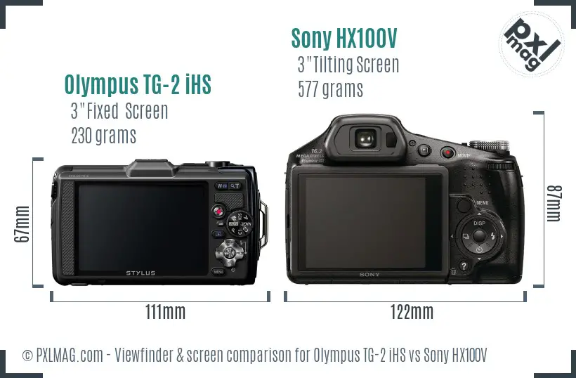 Olympus TG-2 iHS vs Sony HX100V Screen and Viewfinder comparison