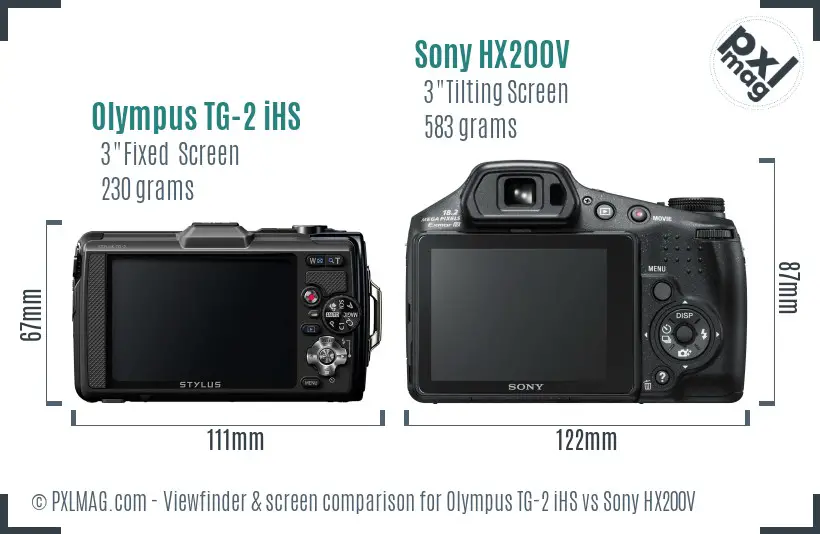 Olympus TG-2 iHS vs Sony HX200V Screen and Viewfinder comparison
