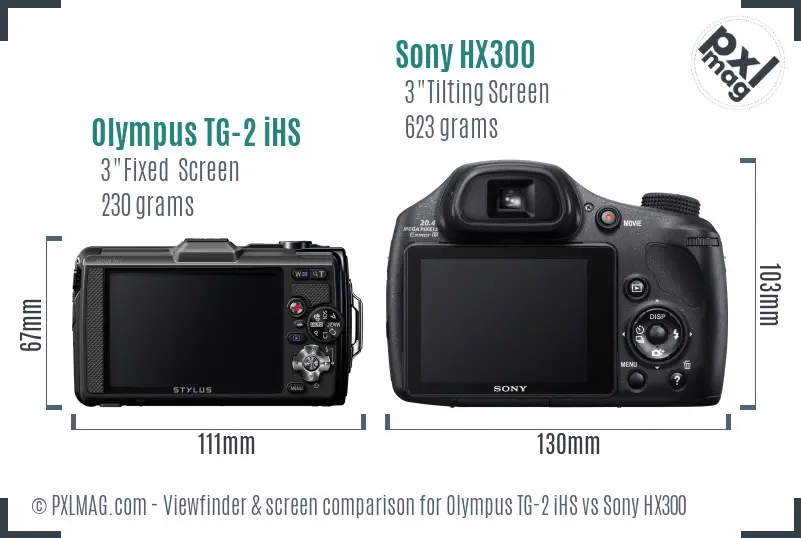 Olympus TG-2 iHS vs Sony HX300 Screen and Viewfinder comparison