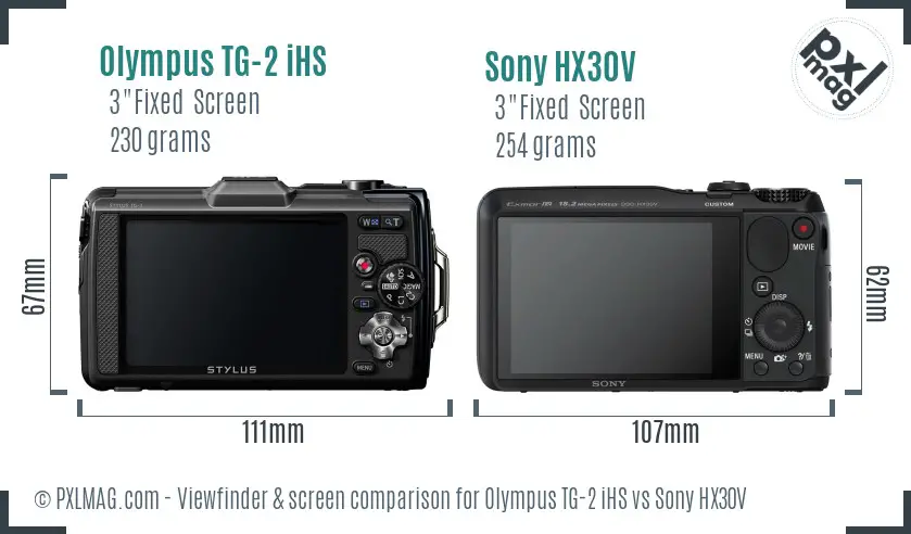 Olympus TG-2 iHS vs Sony HX30V Screen and Viewfinder comparison