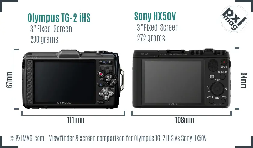 Olympus TG-2 iHS vs Sony HX50V Screen and Viewfinder comparison