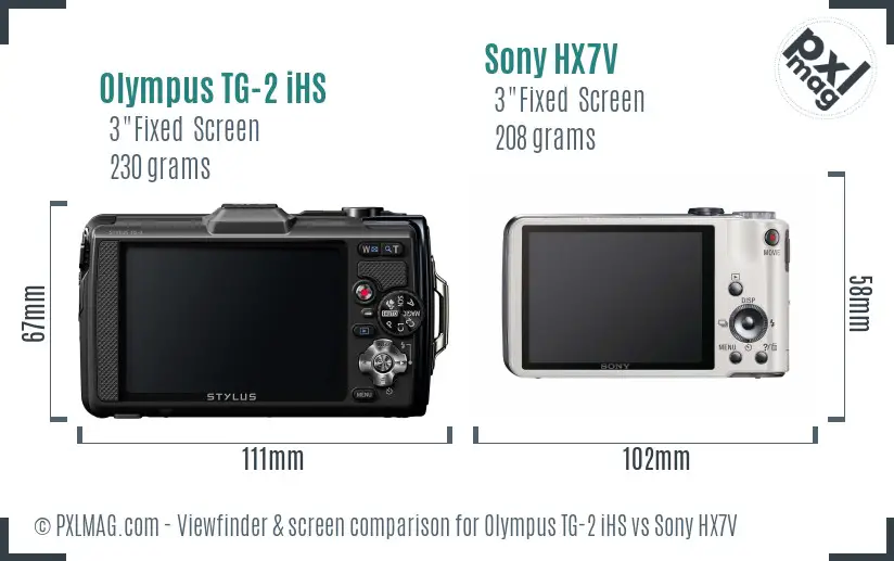 Olympus TG-2 iHS vs Sony HX7V Screen and Viewfinder comparison