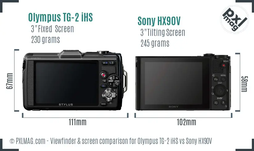 Olympus TG-2 iHS vs Sony HX90V Screen and Viewfinder comparison
