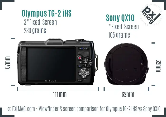 Olympus TG-2 iHS vs Sony QX10 Screen and Viewfinder comparison