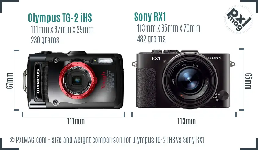 Olympus TG-2 iHS vs Sony RX1 size comparison