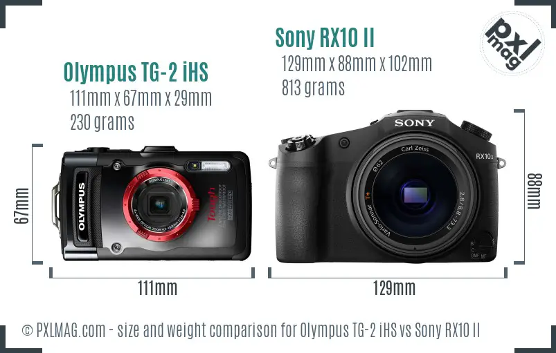 Olympus TG-2 iHS vs Sony RX10 II size comparison