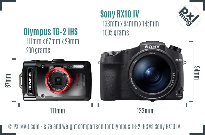 Olympus TG-2 iHS vs Sony RX10 IV size comparison