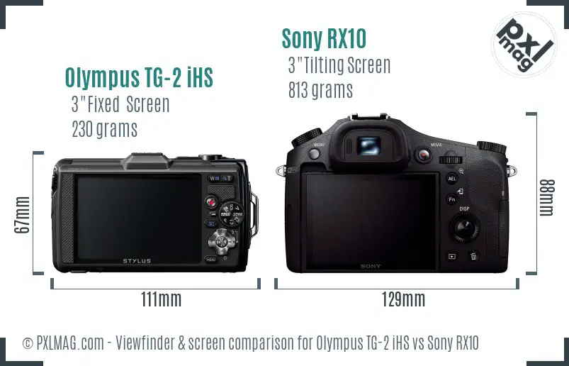 Olympus TG-2 iHS vs Sony RX10 Screen and Viewfinder comparison