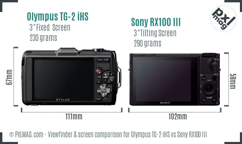 Olympus TG-2 iHS vs Sony RX100 III Screen and Viewfinder comparison