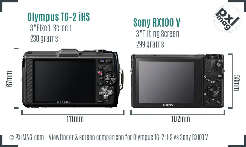 Olympus TG-2 iHS vs Sony RX100 V Screen and Viewfinder comparison