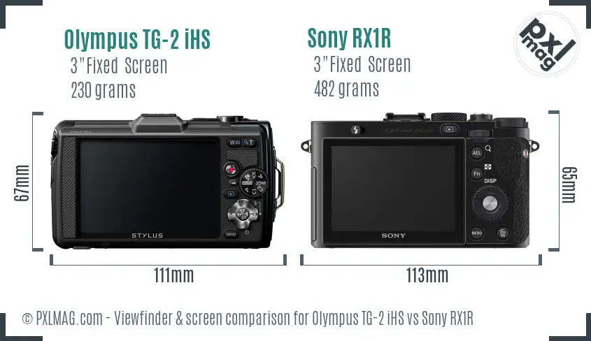 Olympus TG-2 iHS vs Sony RX1R Screen and Viewfinder comparison