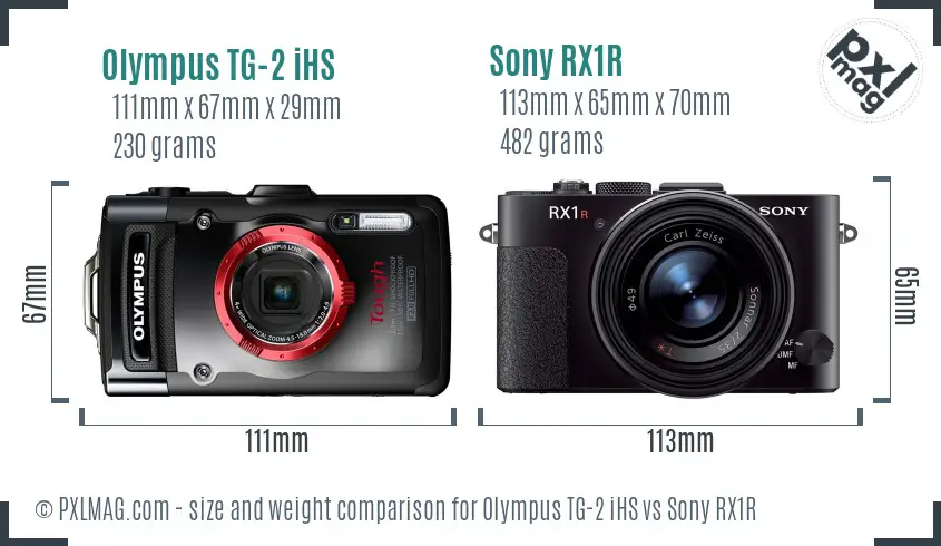 Olympus TG-2 iHS vs Sony RX1R size comparison