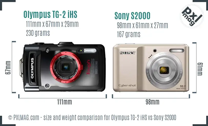 Olympus TG-2 iHS vs Sony S2000 size comparison